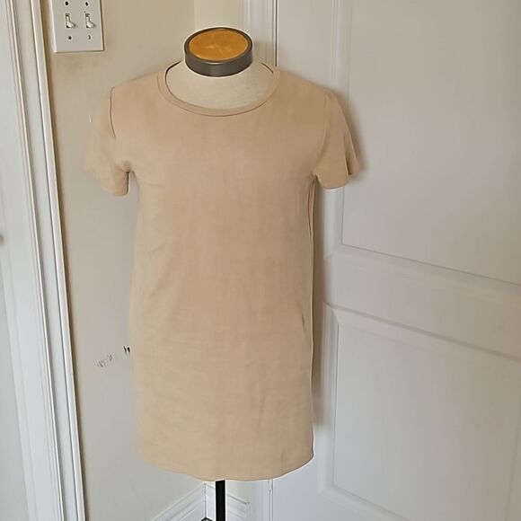 Forever 21 Women's Faux Suede T-shirt Mini  Dress Large Cream - Picture 1 of 16
